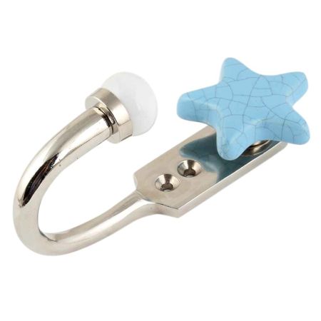 Turquoise Star Crackle Ceramic Hook